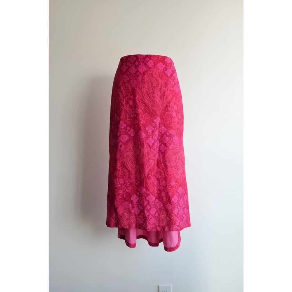 Vintage Women's Maxi Fuchia Pink Floral Paisley Long Skirt Size 12/L , USA Boho - Picture 4 of 8
